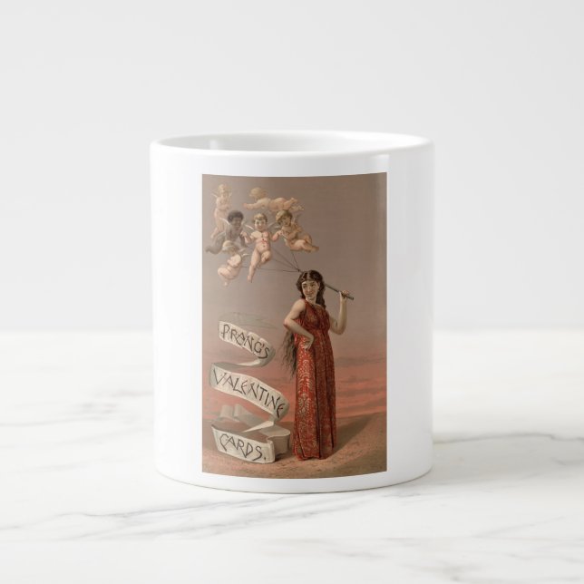 Caneca De Café Grande Cartões de Namorados Pitar AD, Mulher e Cherubs (Frente)