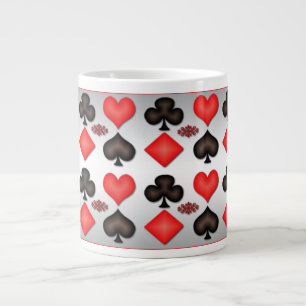 Caneca De Café Grande Cartões De Pôquer, Padrões De Prata