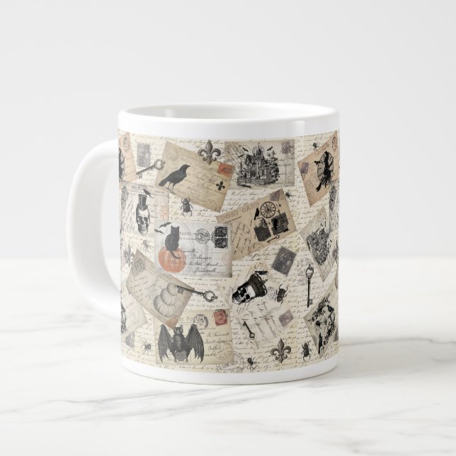 Caneca De Café Grande Cartões postais do Dia das Bruxas Modernos (Frente Esquerda)