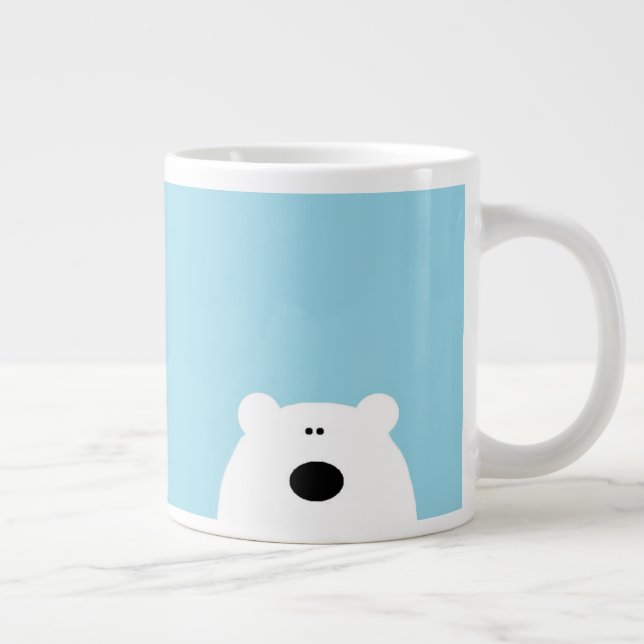 Caneca De Café Grande Cartoon Azul Urso Polar (Direita)