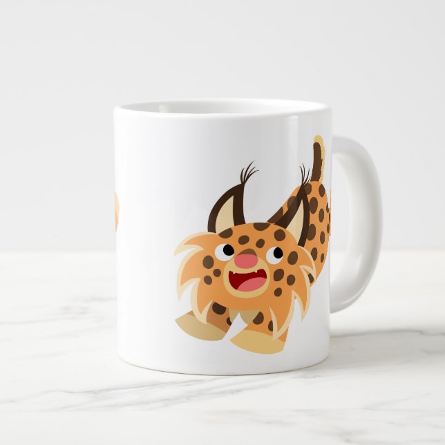 Caneca De Café Grande Cartoon Bonito, Bobcat Jumbo Mug (Frente Esquerda)