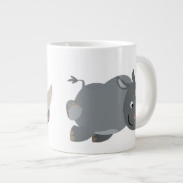 Caneca De Café Grande Cartoon Bonito Carregando Rino Jumbo Mug