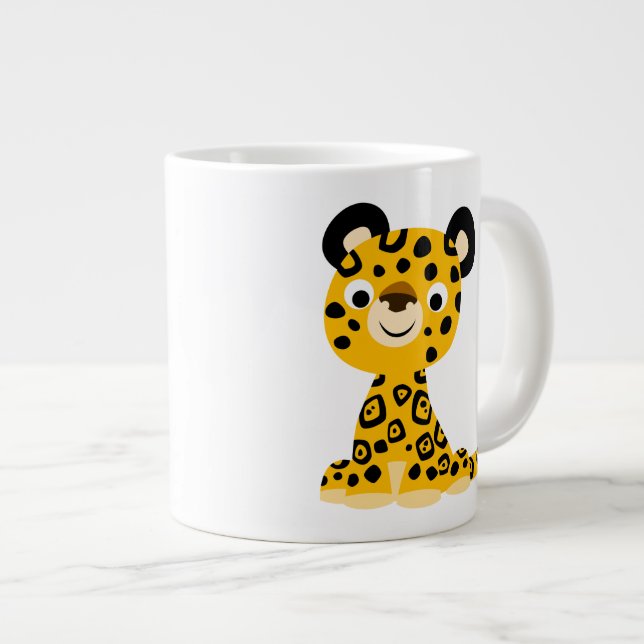 Caneca De Café Grande Cartoon Bonito Jaguar (Frente Esquerda)