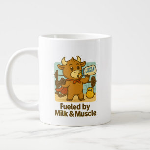 Caneca De Café Grande Cartoon Bull Engraçado - Alimentado por Leite e Mú
