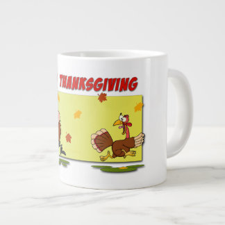 Caneca De Café Grande Cartoon de Ação de Graças brilhante e divertido do
