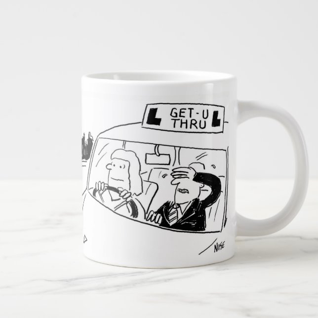 Caneca De Café Grande Cartoon de instrutor ou examinador (Direita)