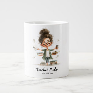 Caneca De Café Grande Cartoon de professor bonito com "Modo de professor