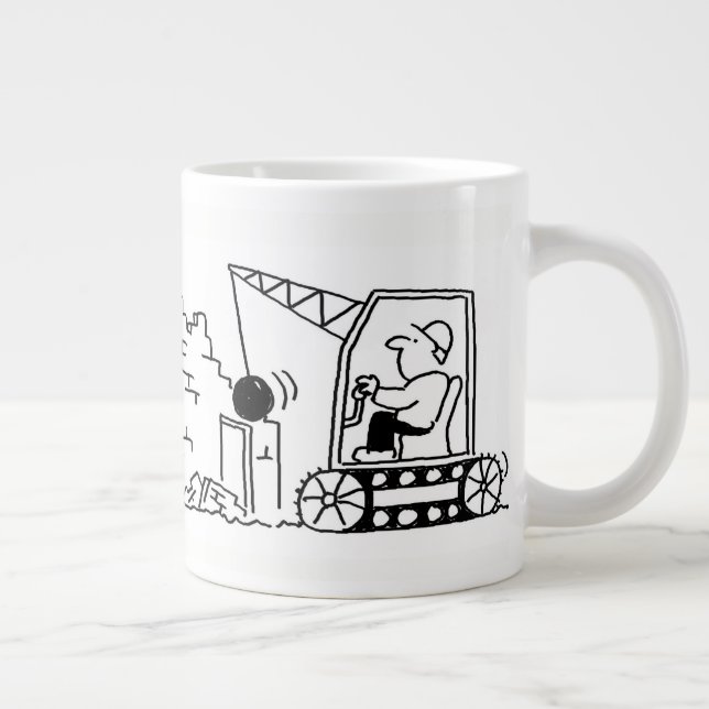 Caneca De Café Grande Cartoon do Contratante da Demolição (Direita)