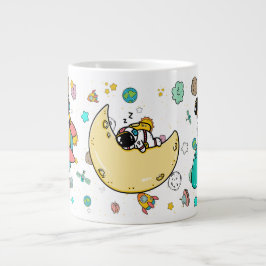 Caneca De Café Grande Cartoon espacial astronauta