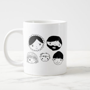 Caneca De Café Grande Cartoon Family Faces