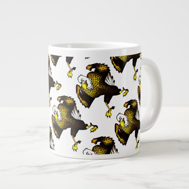 Caneca De Café Grande Cartoon Fighting Eagle (Frente Esquerda)