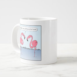 Caneca De Café Grande Cartoon Flamingos Rosa Engraçado | Novidade Humoro