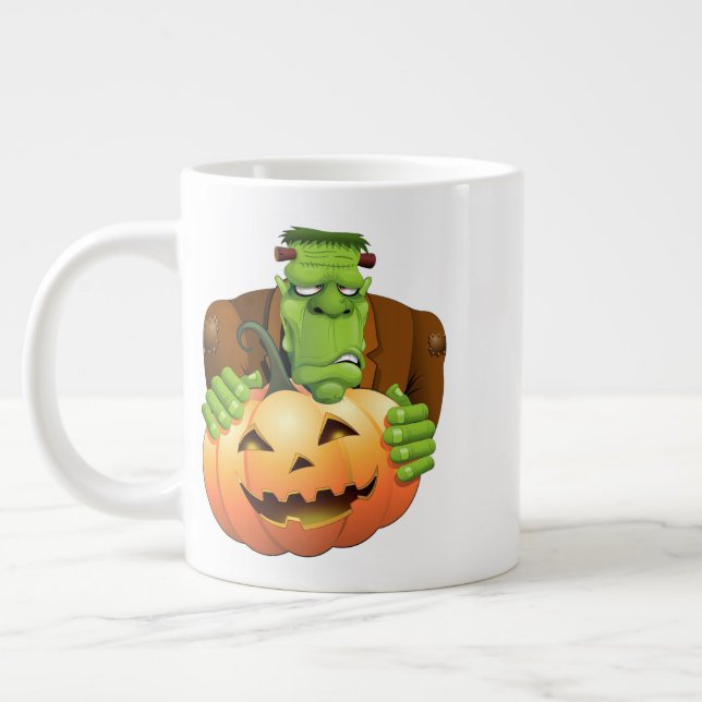 Caneca De Café Grande Cartoon Frankenstein Monster com Pumpkin (Esquerda)