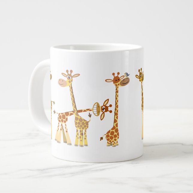 Caneca De Café Grande Cartoon Girafas: O Herd Jumbo Mug (Frente Esquerda)