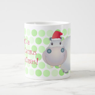 Caneca De Café Grande Cartoon Natal Hippopotamus Jumbo Mug