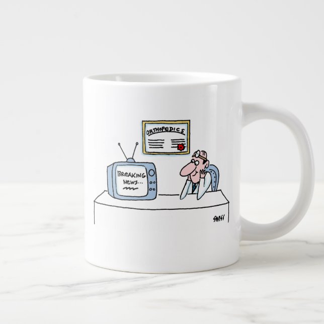 Caneca De Café Grande Cartoon Ortopedista Engraçado Notícias Breaking (Direita)