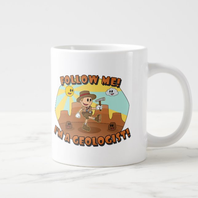 Caneca De Café Grande Cartoon Retro - Siga-Me! Sou geólogo! (Direita)