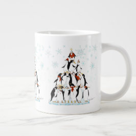 Caneca De Café Grande Cartoon sobre Férias na Árvore de Natal Pinguim