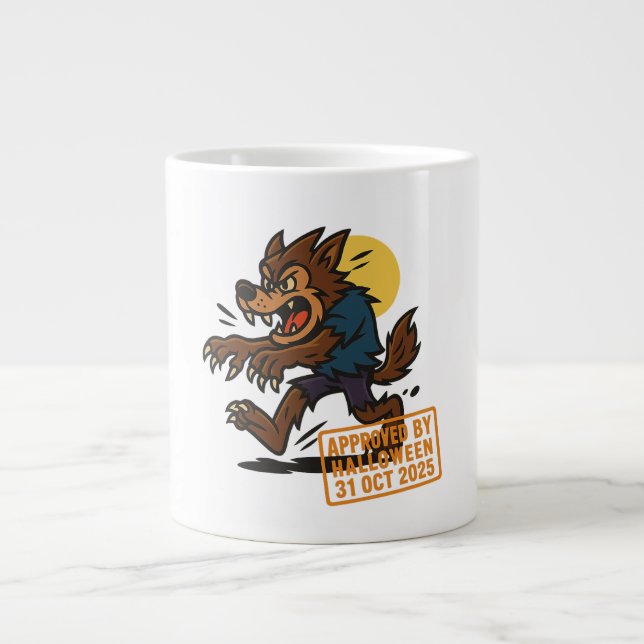 Caneca De Café Grande Cartoon Werewolf - Aprovado pelo Halloween (Frente)