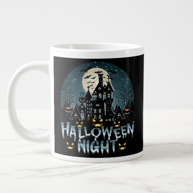 Caneca De Café Grande Casa Assombrada, Noite Assustadora do Halloween (Esquerda)
