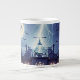 Caneca De Café Grande Casa de Halloween com Frankie, Azul Escuro