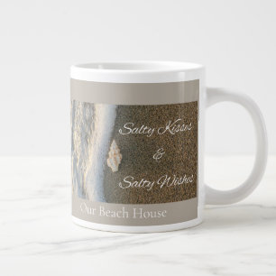 Caneca De Café Grande Casa de Praia Beijos Salgados & Desejos Salgados C