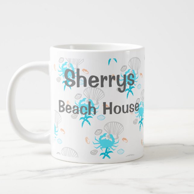 Caneca De Café Grande Casa de Praia Personalizada   (Esquerda)