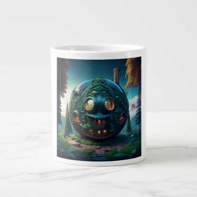 Caneca De Café Grande Casa Emoji Feliz (Frente)