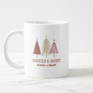 Caneca De Café Grande Casados Alegre Primeiro Natal Árvores Feriado Sr S