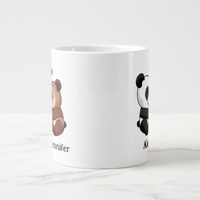 Caneca De Café Grande Casal de animais (Frente)