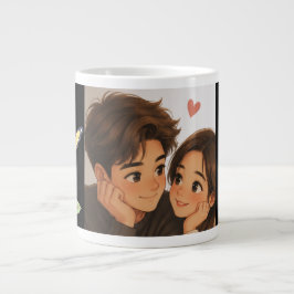 Caneca De Café Grande Casal de Desenho Animado Fofo