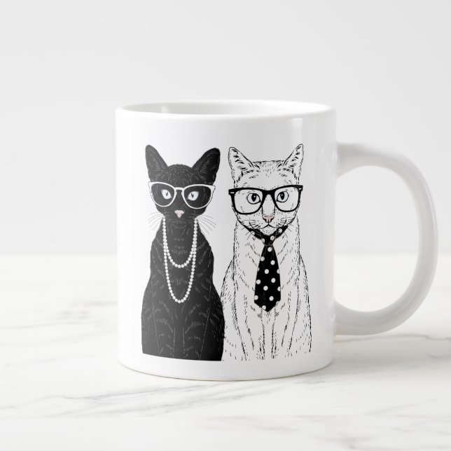 Caneca De Café Grande Casal de gatos (Direita)