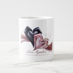 Caneca De Café Grande Casal Dual Hearts
