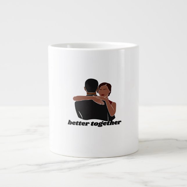 Caneca De Café Grande Casal Melhor Juntos Vibração Moderna  (Frente)