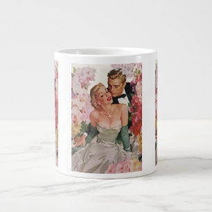 Caneca De Café Grande Casamento Vintage, Recém-casados Noiva e Noivo Ret