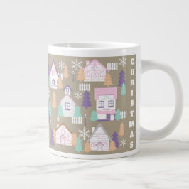 Caneca De Café Grande Casas de Natal Brown