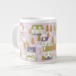 Caneca De Café Grande Casas de Natal Rosa