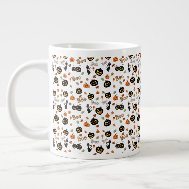 Caneca De Café Grande Cat Boo Halloween (Esquerda)