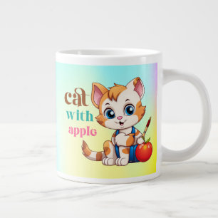 Caneca De Café Grande Cat Com Apple-85242