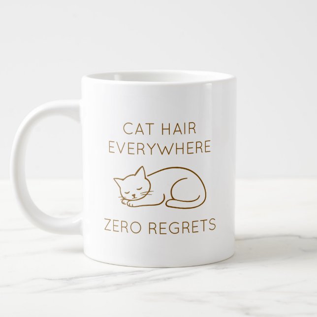 Caneca De Café Grande Cat hair everywhere zero regrets (Esquerda)
