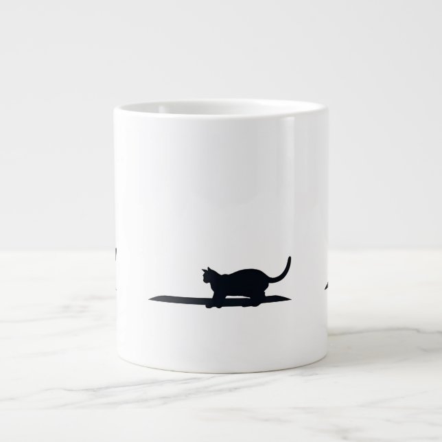 Caneca De Café Grande Cat Loaf Position Silhouette Minimalist Mug (Frente)