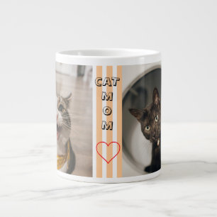 Caneca De Café Grande Cat Mãe 2 foto listrada pastel