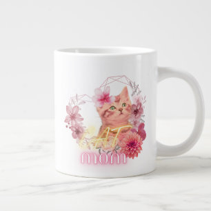 Caneca De Café Grande Cat Mamãe Mug - Gatinho Floral Bonito Café