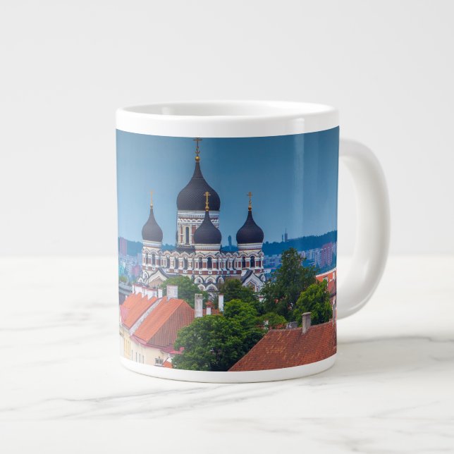 Caneca De Café Grande Catedral e paisagem urbana| Estônia (Frente Esquerda)