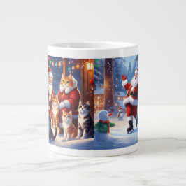 Caneca De Café Grande Cats e Santa Clause Modelo Mug