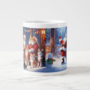Caneca De Café Grande Cats e Santa Clause Modelo Mug