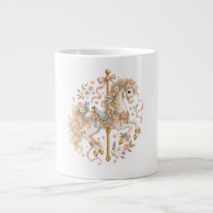 Caneca De Café Grande Cavalo de Carrossel Elegante Conto de Fadas Francê