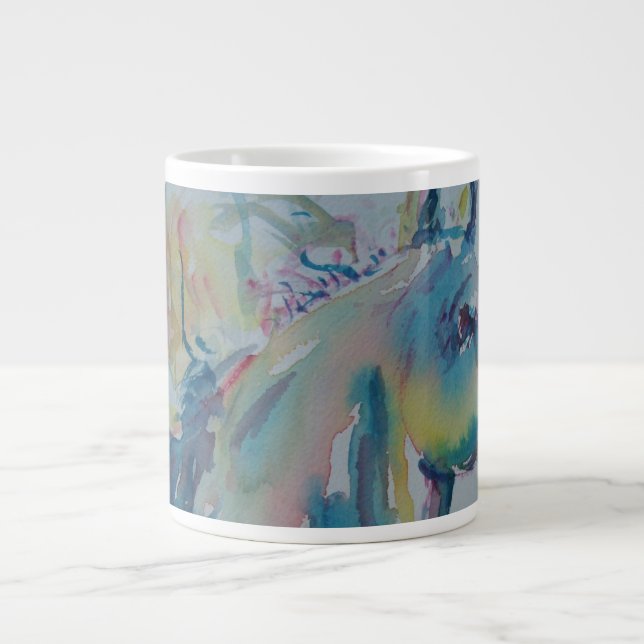 Caneca De Café Grande Cavalo de Muitas Cores (Frente)