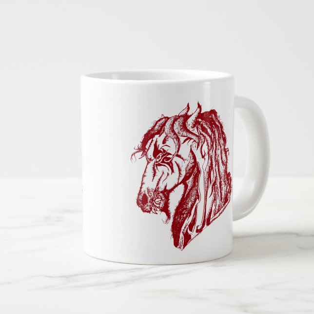 Caneca De Café Grande Cavalo Diabo Zangado em Vermelho e Escolha seu Fun (Frente Esquerda)