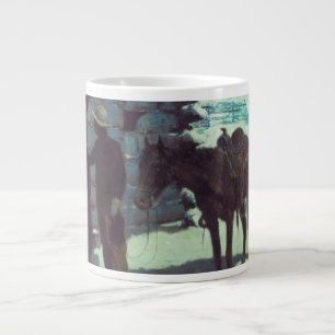 Caneca De Café Grande Cavalo e vaqueiro de inverno neve